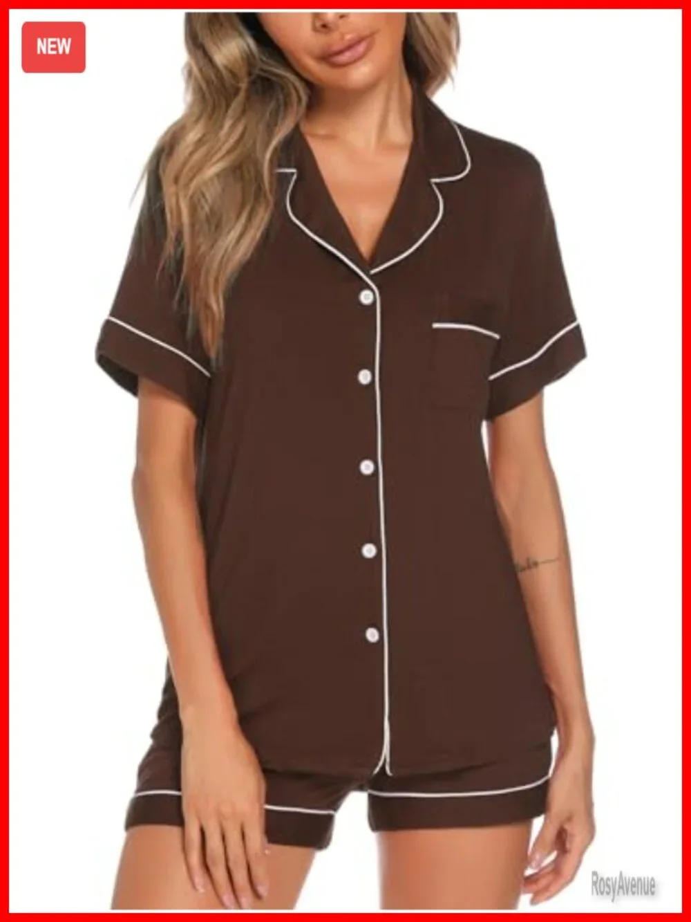 Button Up Pajama Set For Women Short Sleeve Knit Sleepwear 2 Piece Pjs Set Soft
